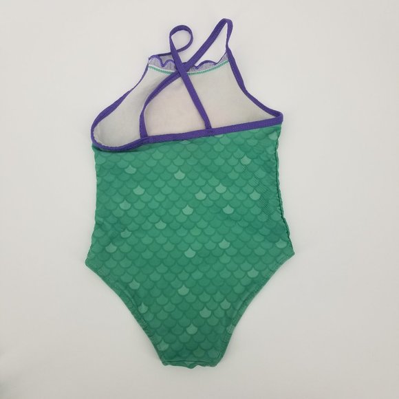 Disney Princess Little Mermaid Ariel Rash Guard Swimsuit 2 Piece Set UPF 50 5T - Picture 3 of 7